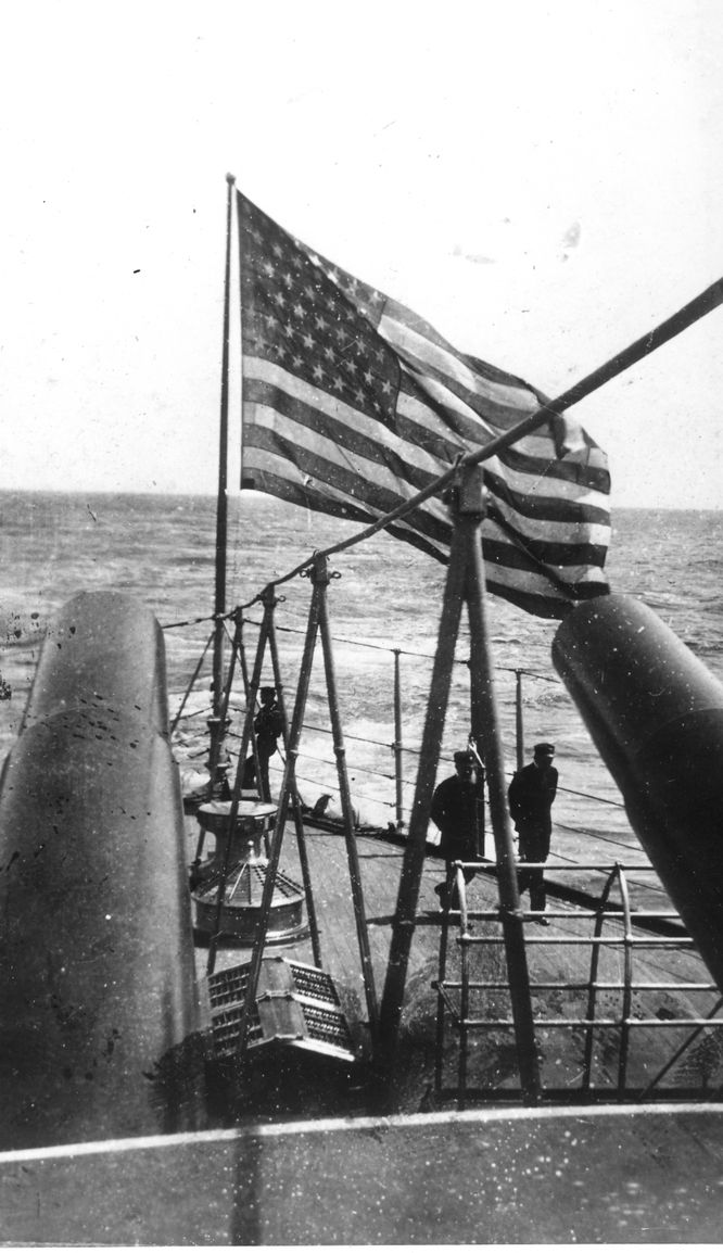 Deck Scene of ship stern with US flag in breeze 1800'.jpg