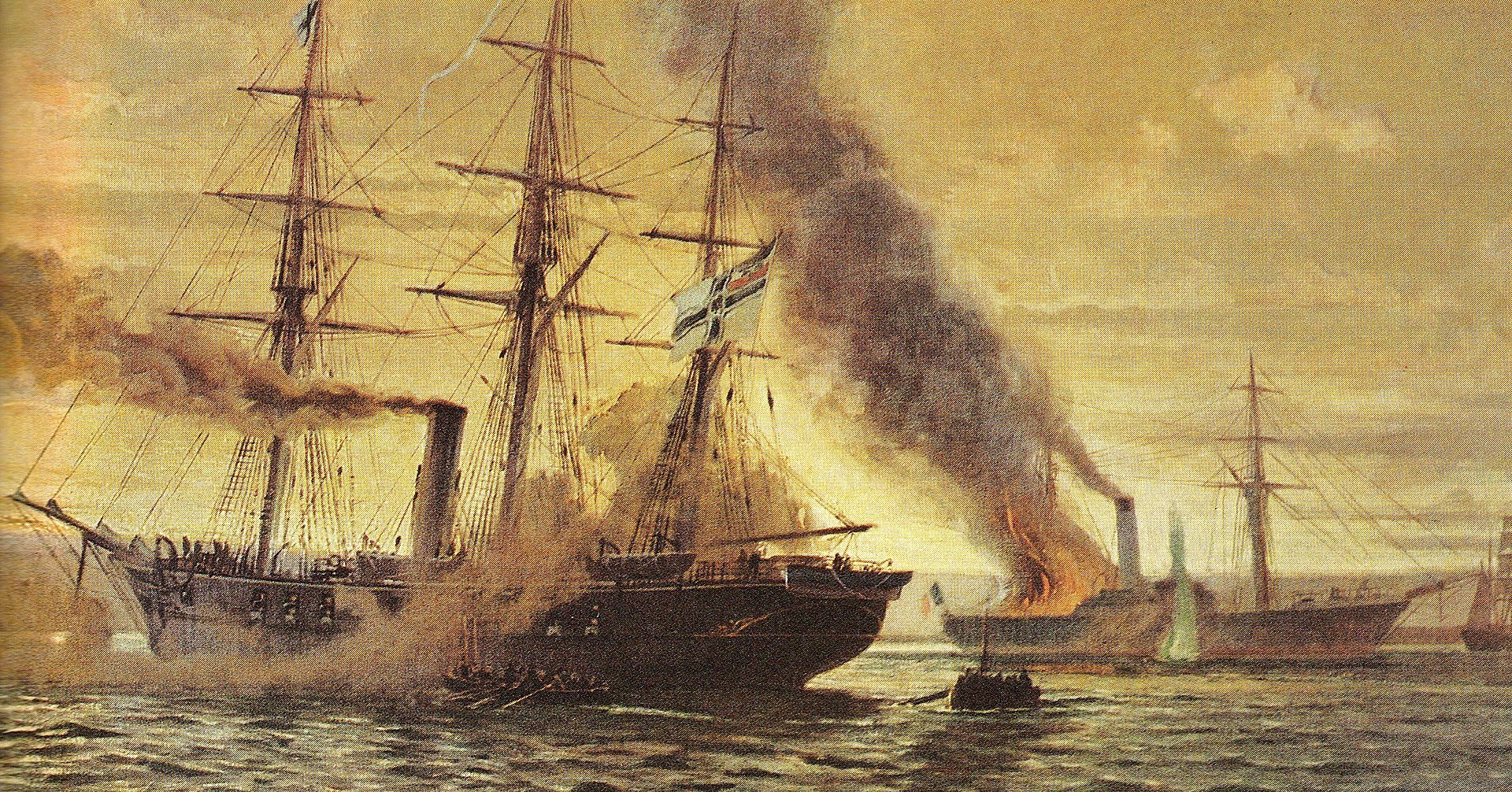 Augusta niszczy zatrzymany francuski statek podczas wojny 1870-1871.