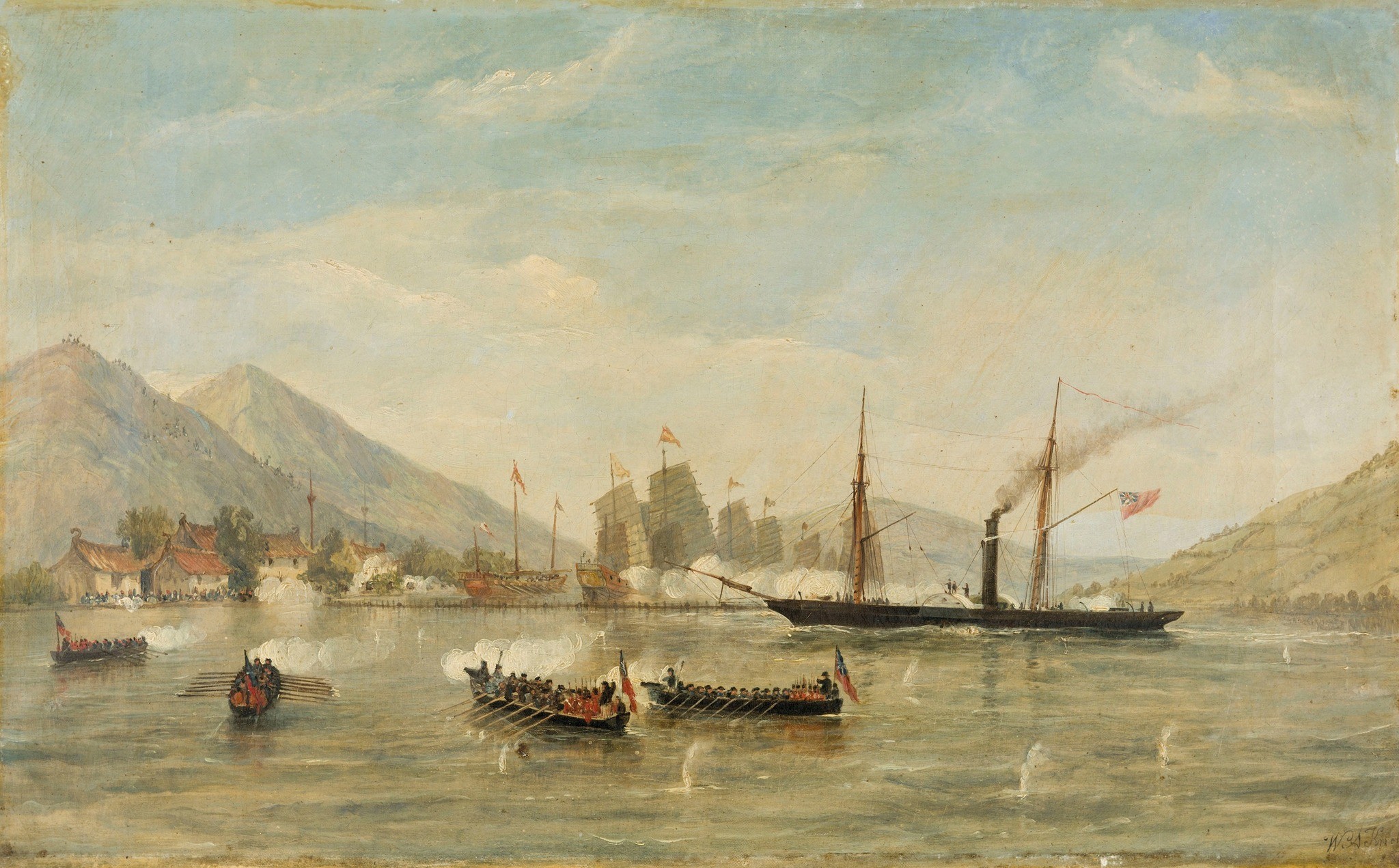 William Adolphus Knell (UK) HEIC ‘Nemesis’ and boats attacking a masked Battery, February 23rd 1841.jpg