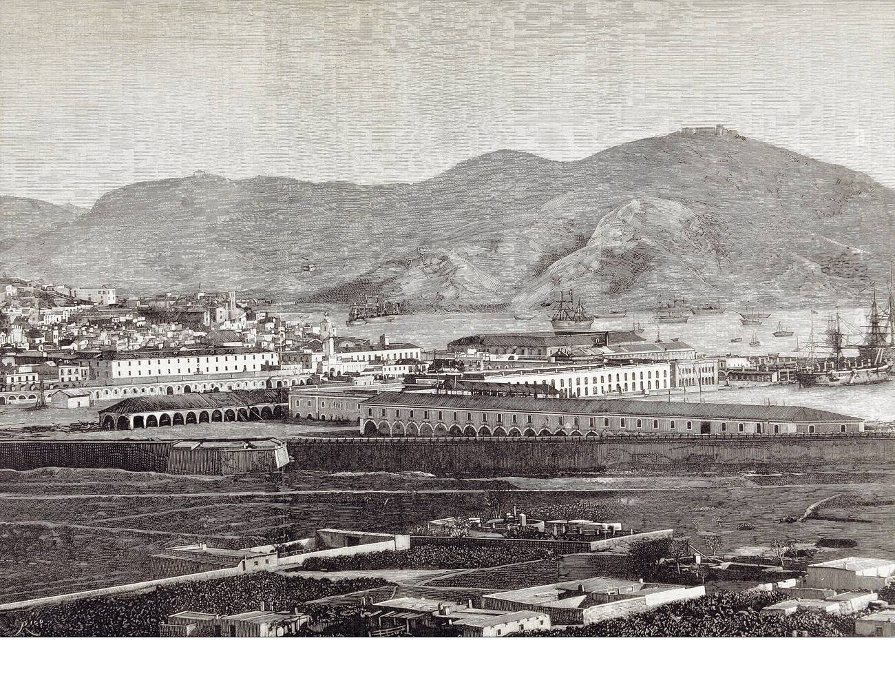 murcia-cartagena-sucesos-de-cartagena-1886-vista-del-puerto-y-arsenal-teatro-de-la-sediccion-grabado-de-la-ilustracion-espaola-y-americana-murcia-pintado-P6CXT5.jpg