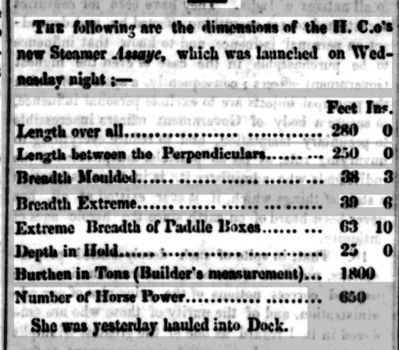 Bombay Gazette - Saturday 18 March 1854 Assaye.png