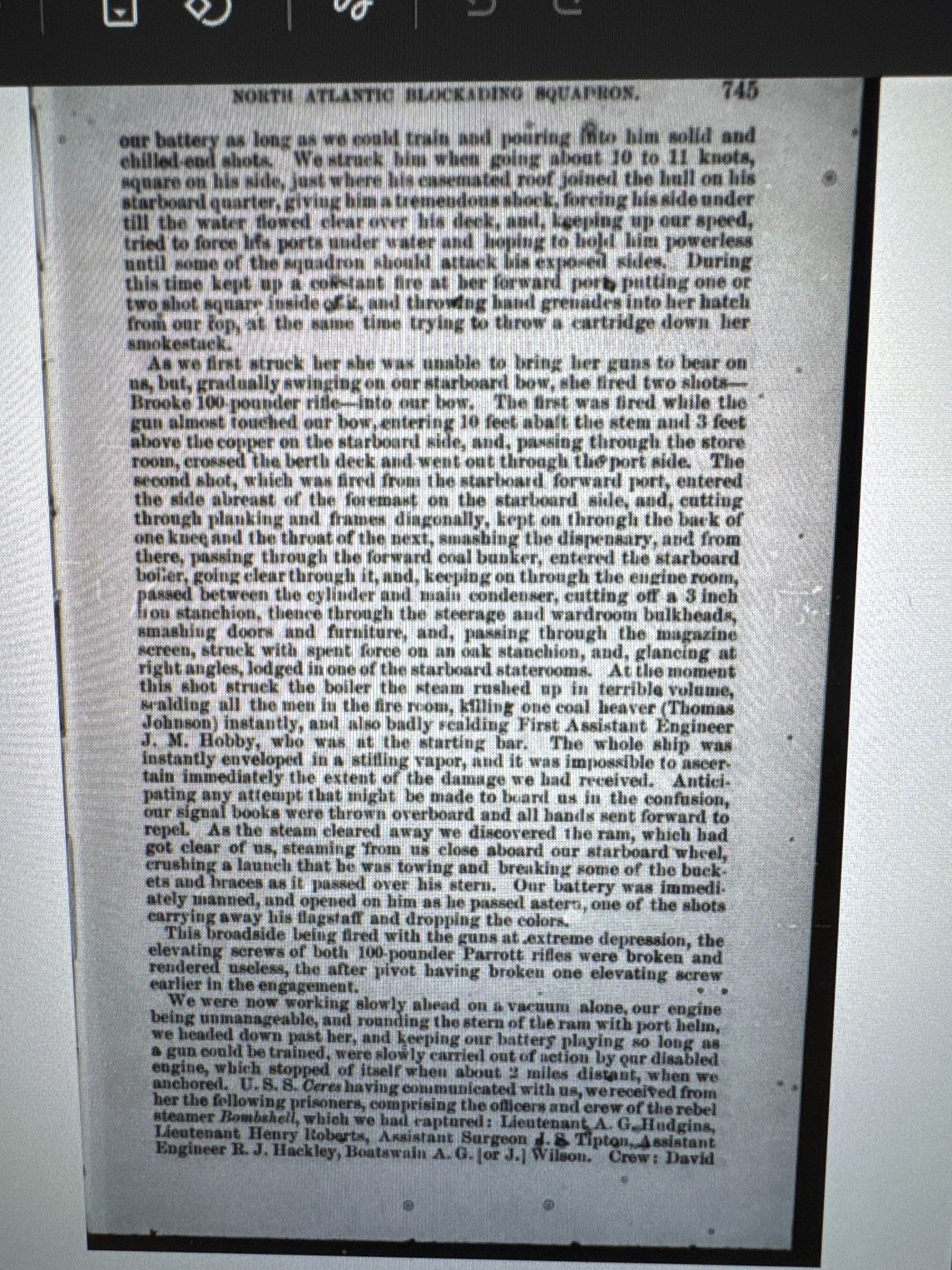 North Atlantic Blockading Squadron Oficjalny Raport bojowy Marynarki Unii xz Walki z CSS Bombshell i wzieciem do niewoli Kapitana Henry Roberts'a.jpeg