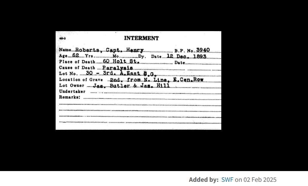 Karta Pochówku Kapitana Henryego Robertsa.png