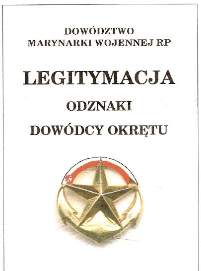 Legitymacja Odznaki &quot;Dowodca okrętu &quot;