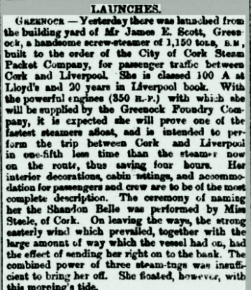 Angamos ex Belle - Greenock Telegraph and Clyde Shipping Gazette - Saturday 29 April 1876  .jpg