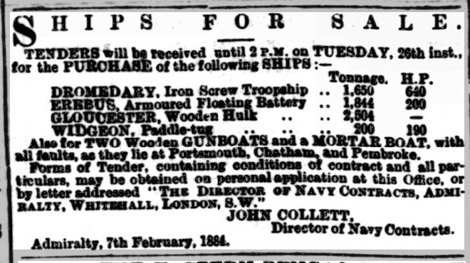 Shipping and Mercantile Gazette - Tuesday 19 February 1884 EREBUS.jpg